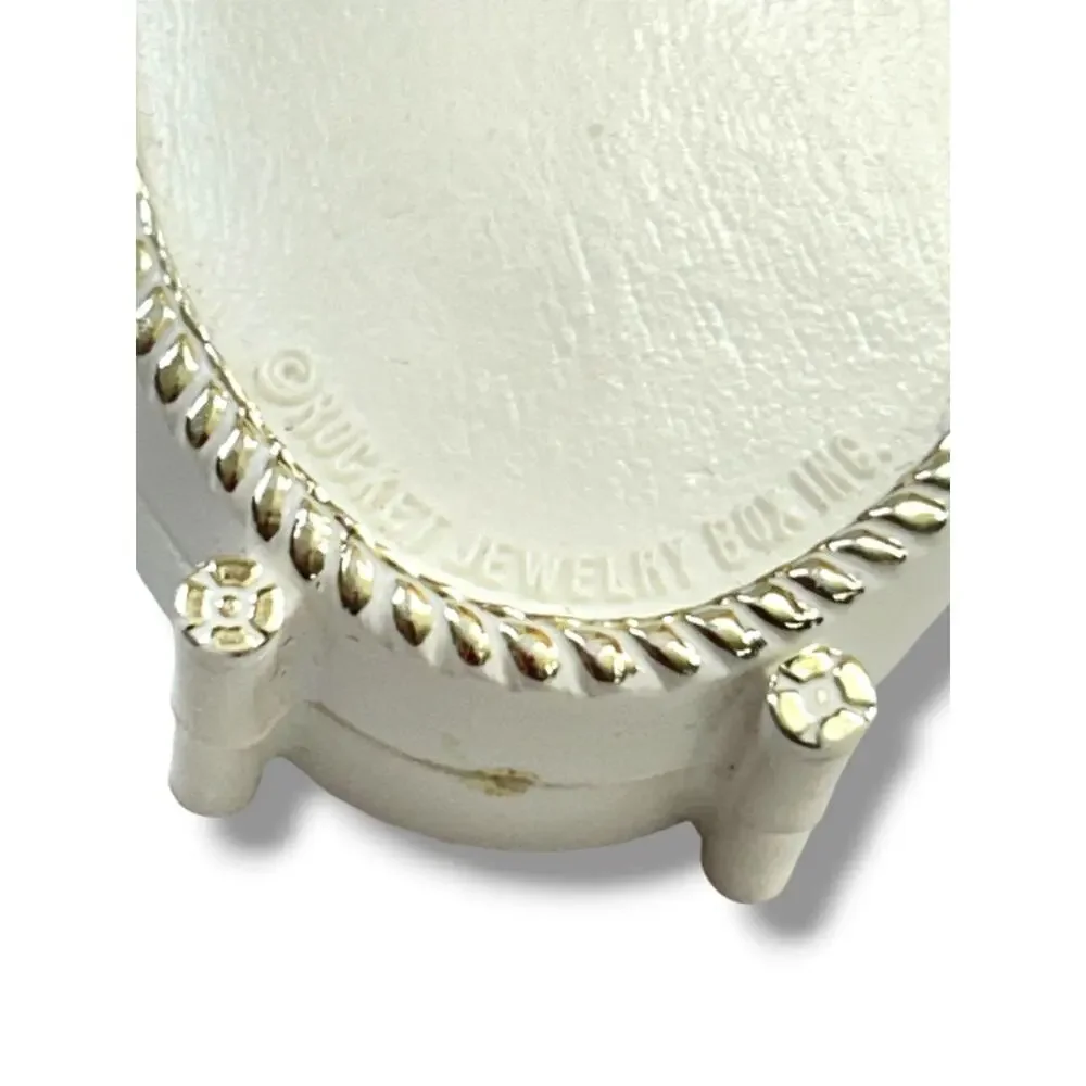 Vintage Rocket Jewelry Box Wedding Theme Rings White Celluloid Hinged